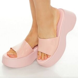 Women's Pink Platform Slide Sandals